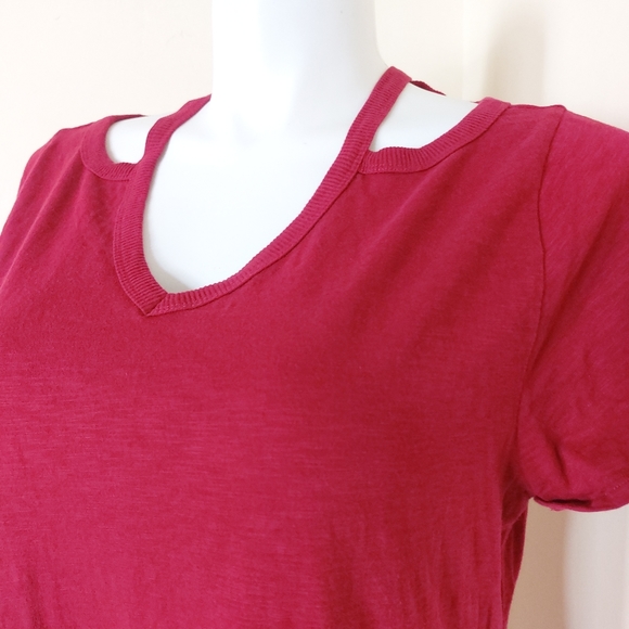 Soft Surroundings Plus Size 1X Shoulder Cut-Out Cotton Short Sleeve T-shirt Top - Picture 3 of 8